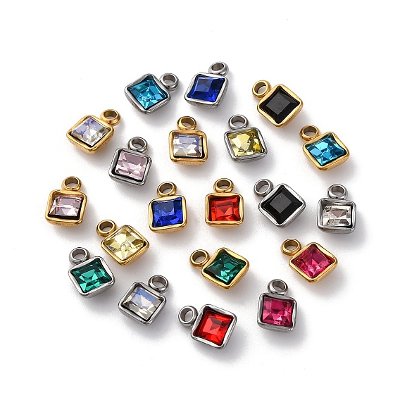 304 из нержавеющей стали горный хрусталь подвески, квадратных амулеты