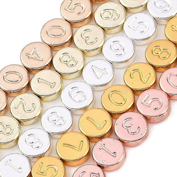 Гальванические нити из синтетических немагнитных гематитовых бусин, плоские круглые с номером