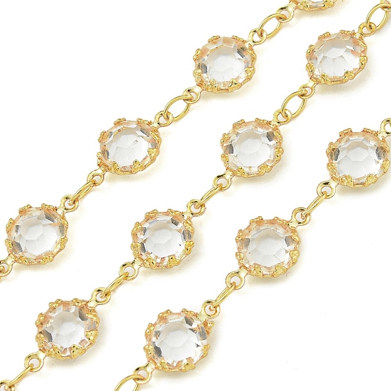 Цепи латуни, со стеклянными ссылками, без кадмия, без никеля и без свинца, цветок, пайки, с катушкой