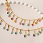 Summer Beach Brass Enamel Heart Tassel Anklets for Vacation and Casual Wear, Golden