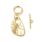 Brass Micro Pave Clear Cubic Zirconia Toggle Clasps, Leaf