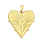 304 Stainless Steel Pendants, Sunburst Heart with Star Charms, Golden