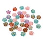 Baking Paint and Golden Metal Enlaced Glass Beads, Flower