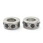 304 Stahl Strass Perle Spacer Edelstahl, Flachrund, Jet