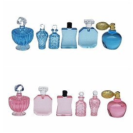 Modelo de mini botella de perfume de plástico, Accesorios de decoración para casas de muñecas en miniatura.