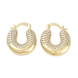 Brass Micro Pave Cubic Zirconia Chunky Hoop Earrings for Women, Long-Lasting Plated, Cadmium Free & Lead Free