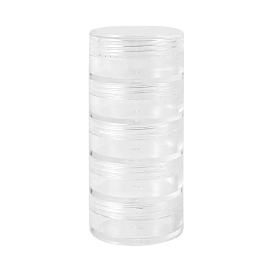 Bocaux empilables à vis en plastique à plusieurs niveaux, avec 5 compartiments boîtes de rangement, pour bijoux perles petits accessoires, colonne