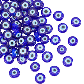 2 нити ручной работы бусины лэмпворк от сглаза нити, плоско-круглые