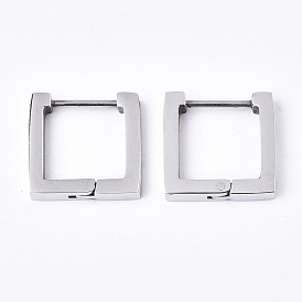 304 Stainless Steel Huggie Hoop Earrings, Square