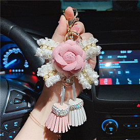 Charming Floral Tassel Keychain for Girls' Car Keys and Bags