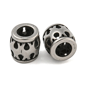 Retro Hollow 304 Stainless Steel European Beads, Large Hole Beads, Column