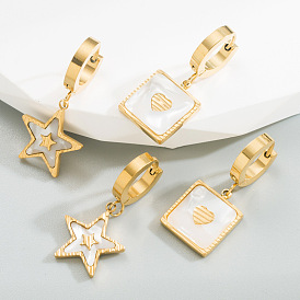 Creative geometric star imitation pearl earrings - unique, stylish, and trendy.