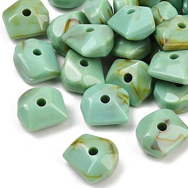 Двухцветные непрозрачные акриловые бусины, имитирующие драгоценные камни, самородки, граненые