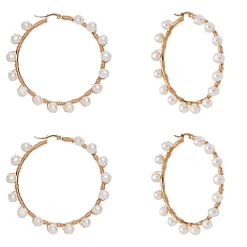 Unicraftale 304 Stainless Steel Hoop Earrings, with Natural Pearls, Ring Shape