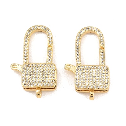 Квадратные латунные застежки-гвоздики с микропаве из прозрачных кубических цирконий, долговечный, стойки покрытие, без свинца и без кадмия