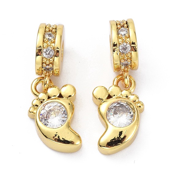Brass Cubic Zirconia Pendants, Foot