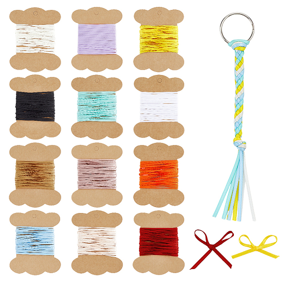 12 Colors Polyester Ribbons, for Gift Decoration, 12Pcs Ribbon Spool