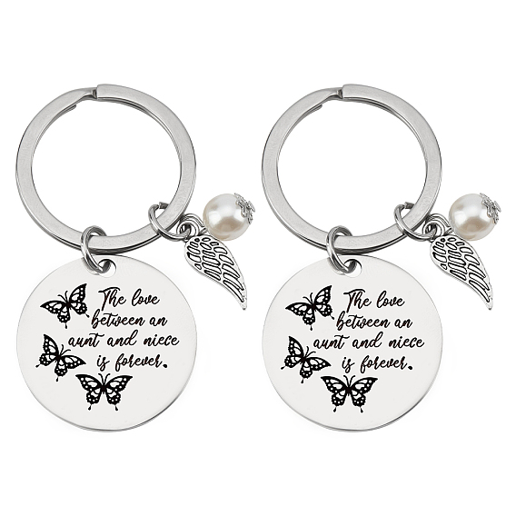 Брелок из нержавеющей стали, цитаты подвески, плоские круглые со словом, цвет нержавеющей стали