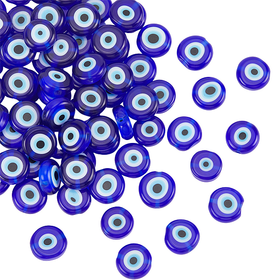 2 нити ручной работы бусины лэмпворк от сглаза нити, плоско-круглые