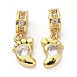 Brass Cubic Zirconia Pendants, Foot