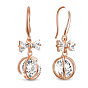 Brass Dangle Earrings, with Grade AAA Cubic Zirconia, Bowknot and Round