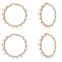 304 Stainless Steel Hoop Earrings, with Natural Pearls, Ring Shape