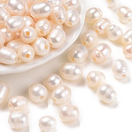 Grade B Natural Cultured Freshwater Pearl Beads, Nice for Mother's Day Earring Making, Rice, White, 10~12x8~9x8~9mm, Hole: 2mm