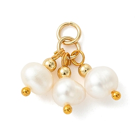 Подвески из натурального пресноводного жемчуга, 3 Подвески в виде картофельных кисточек, с 304 фурнитурой из нержавеющей стали, золотые
