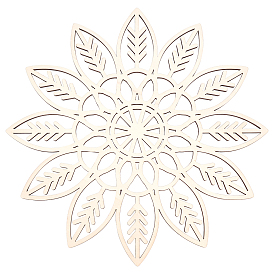 Деревянный коврик для чашки с лазерной резкой, цветок