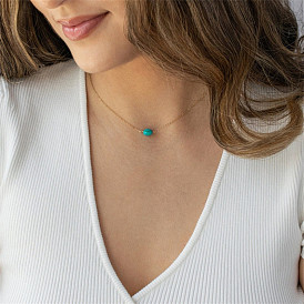 Turquoise Triple Stone Necklace - Fashionable and Minimalistic Vintage Women's Jewelry