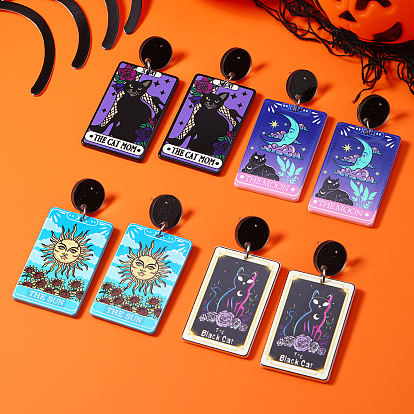 Крутая башня с принтом Хэллоуина двухсторонние акриловые серьги-гвоздики с подвесками