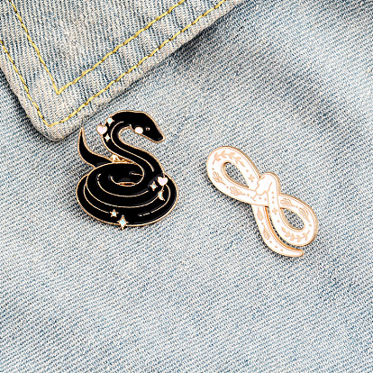 Black and White Snake Enamel Pin & Oil Drop Cowboy Badge Set