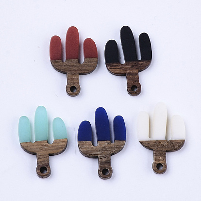 Resin & Walnut Wood Pendants, Cactus