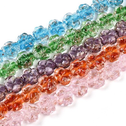 Светящиеся стеклянные бусины ручной работы из золотой фольги, клевер, светится в темноте