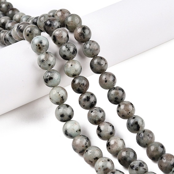 Натуральная нить из кунжутной яшмы / киви, круглые