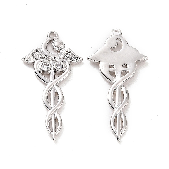 Латунные микро проложить кубического циркония подвески, без кадмия, без никеля и без свинца, кадуцей очарование, очарование символа здравоохранения