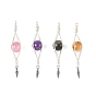 4Pcs 4 Colors Natural Labradorite & Yellow Hematoid Quartz & Amethyst & Green Jade Copper Wire Glass Wrapped Pendants