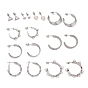 Ring & Triangle & Round Stud Earrings, Resin Pearl Beads Half Hoop Earrings, Open Hoop Earrings for Women