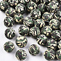 Handmade Polymer Clay Beads, Camouflage Style, Round