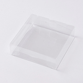 Foldable Transparent PET Boxes, for Craft Candy Packaging Wedding Party Favor Gift Boxes, Square