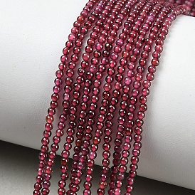 Гранат природный бисер нитей, гладкий круглый