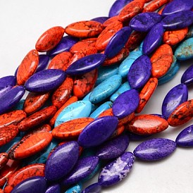Natural Magnesite Beads Strands, Dyed & Heated, Horse Eye, 30x16x6mm, Hole: 1mm, about 14pcs/strand, 15.74 inch