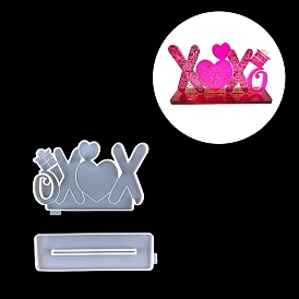 Valentine's Day Theme DIY Silicone Molds, for Photo Frame Holder Making, Resin Casting Molds, For UV Resin, Epoxy Resin Jewelry Making, Heart & Word