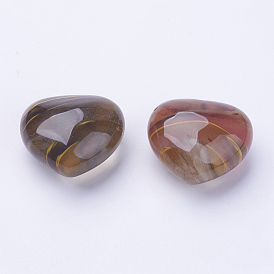 Tigerskin perlas de vidrio, sin agujero / sin perforar, corazón