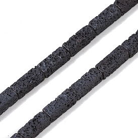 Frosted Natural Lava Rock Beads Strands, Rectangle