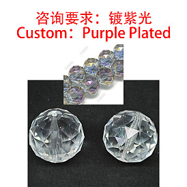Electroplate Transparent Glass Beads, Round, Faceted
