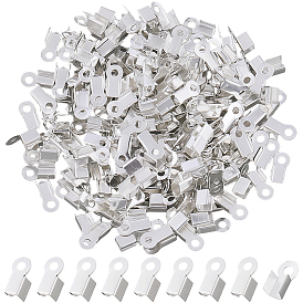 400Pcs 2Bags Iron Folding Crimp Ends, Fold Over Crimp Cord Ends