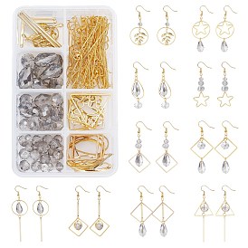 SUNNYCLUE DIY Jewelry Set Making Kit, Brass Linking & Earring Hooks & Jump Rings & Pins & Bead, Alloy Pendants, Glass Beads, Iron Link