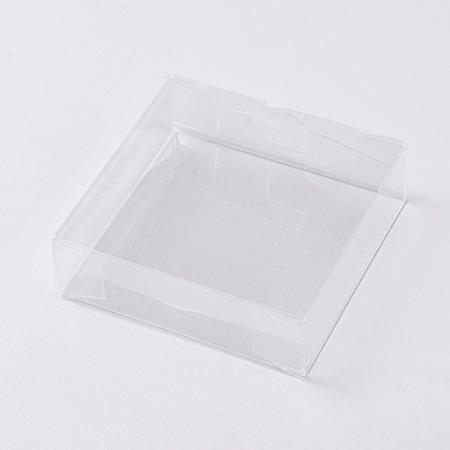 Foldable Transparent PET Boxes, for Craft Candy Packaging Wedding Party Favor Gift Boxes, Square