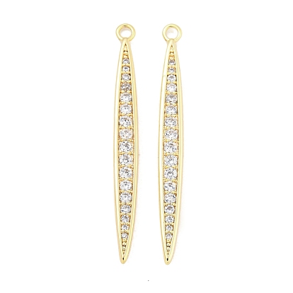 Латунные микропаве прозрачные подвески с фианитом, без кадмия, без никеля и без свинца, лошадиный глаз 